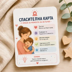 Спасителна карта с фрази за моменти на истерия